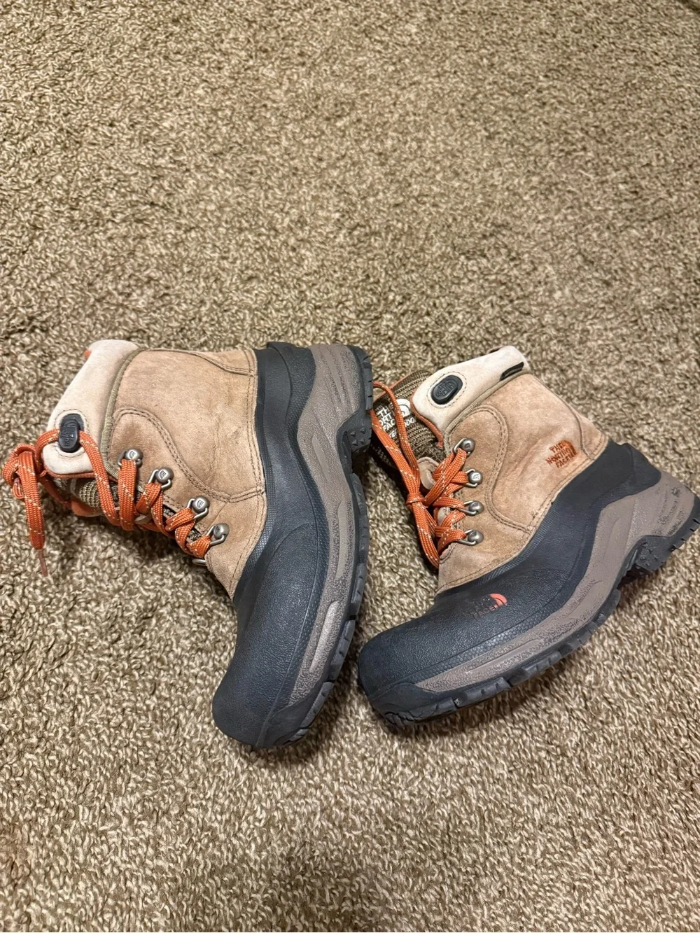 The North Face Kids Waterproof Tan and Orange Winter Boots
